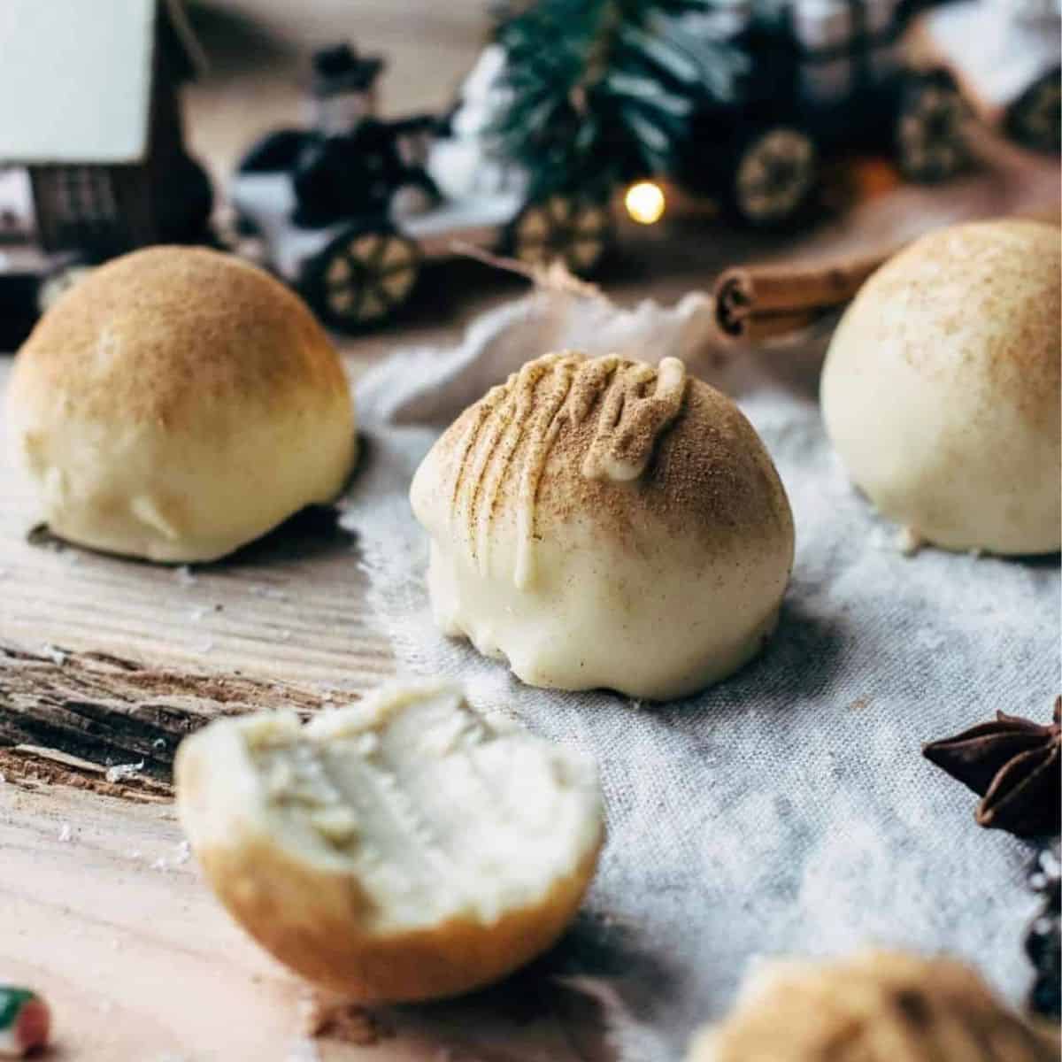 A yummy treat with eggnog truffles. 