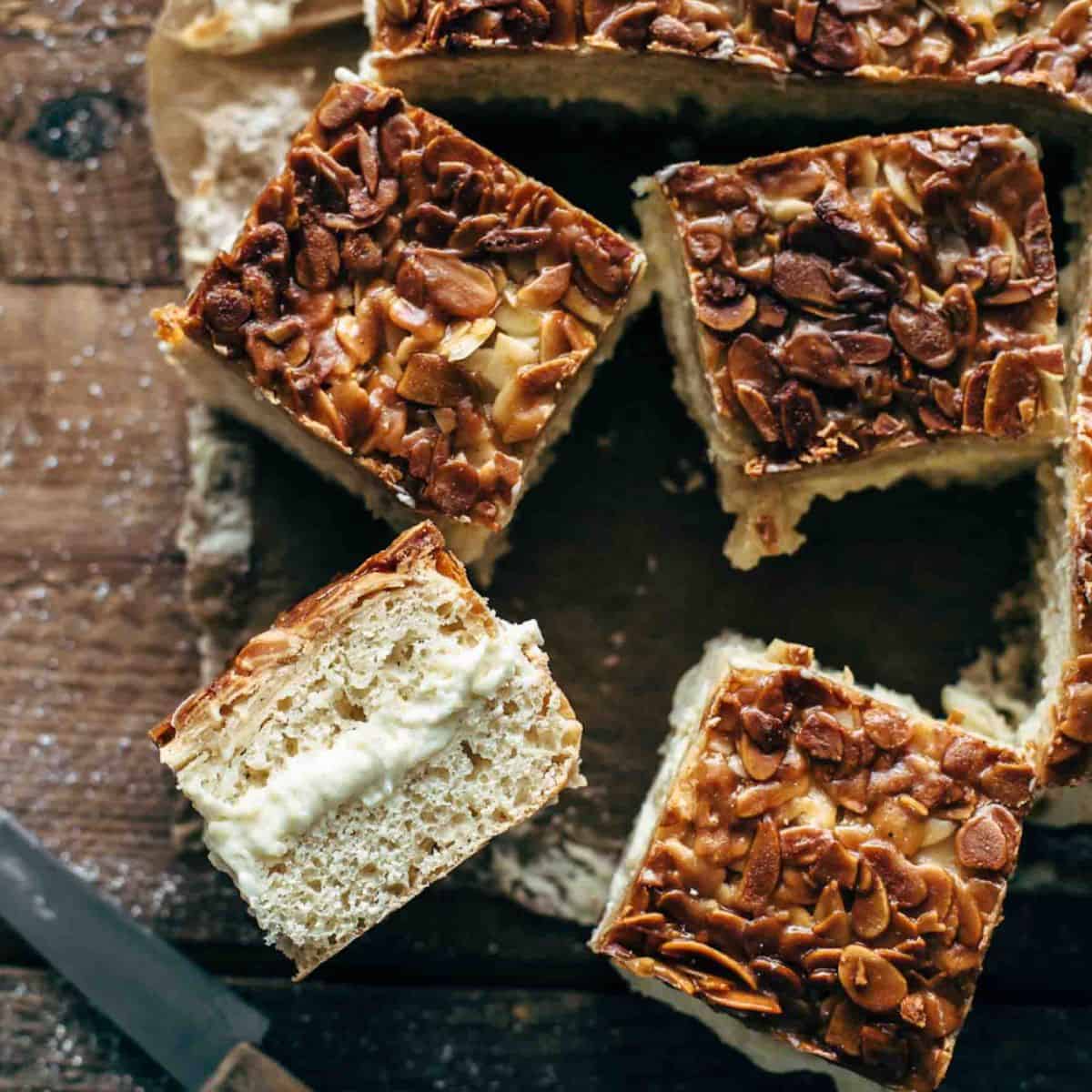 A scrumptious dessert featuring German bee sting cake.
