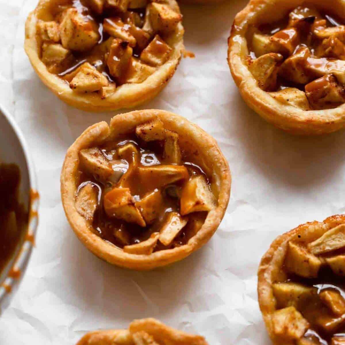 A tasty and delicious mini apple caramel pies. 