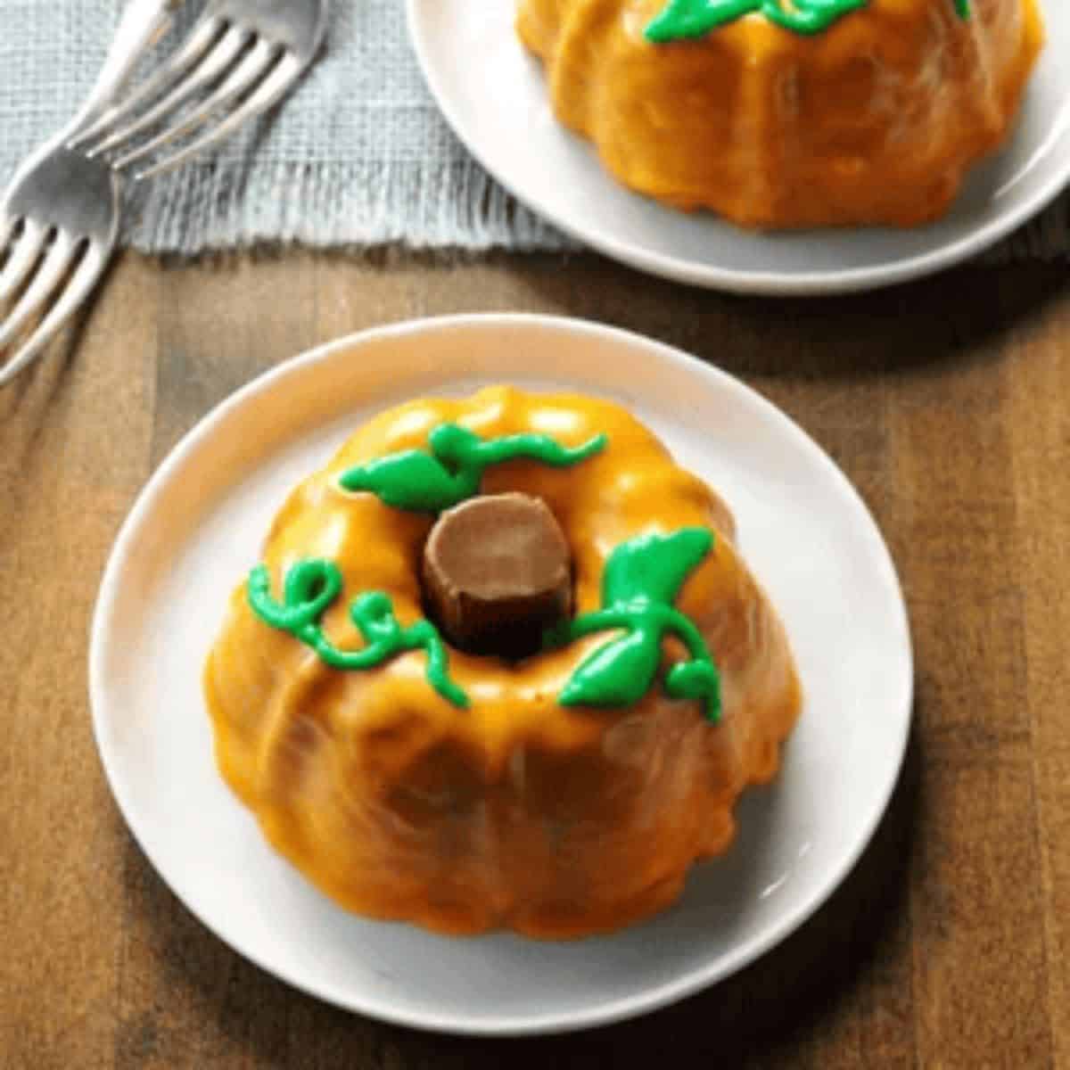 A delicious treat featuring mini pumpkin cakes.