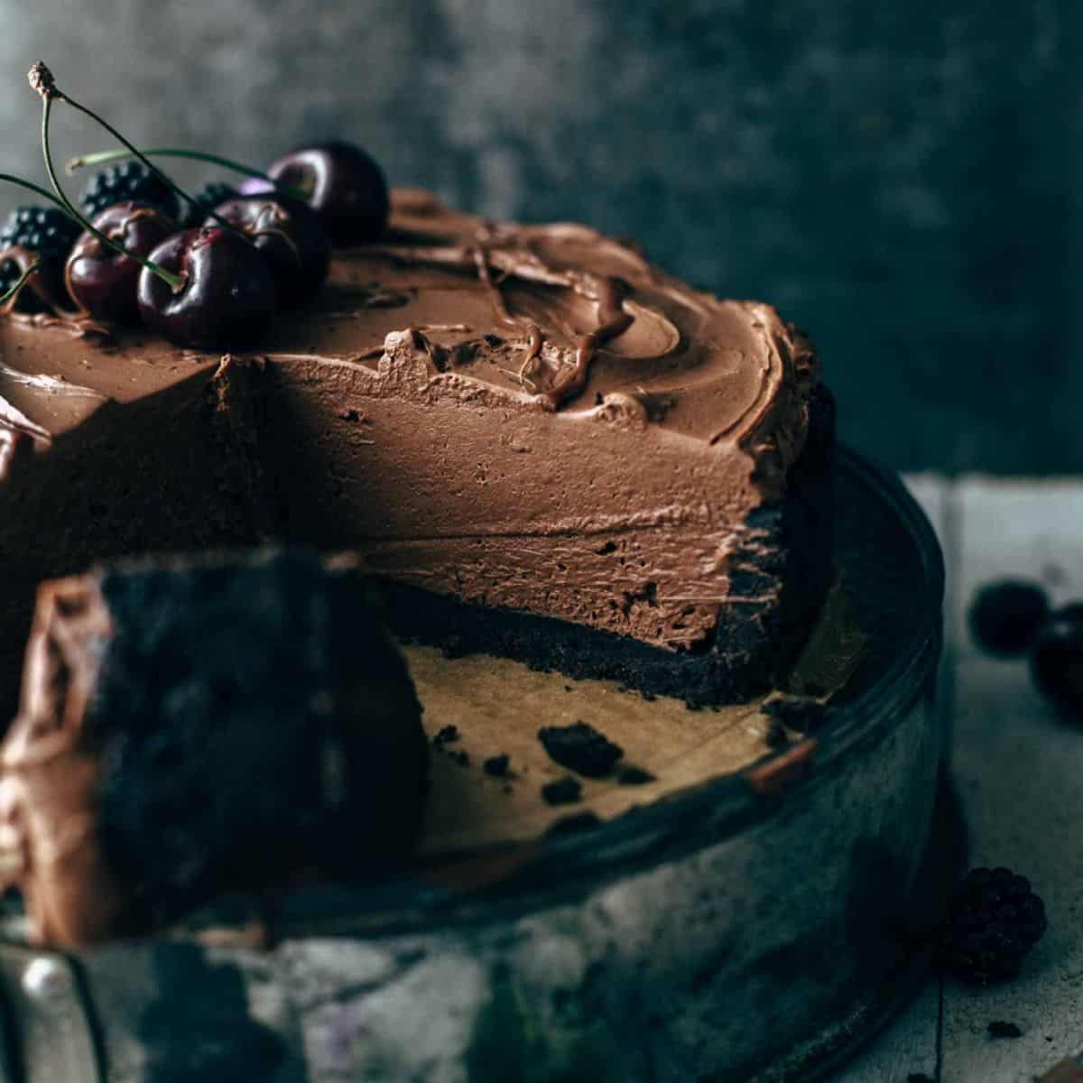 A no-back chocolate cheesecake, perfect for chocolate lovers. 