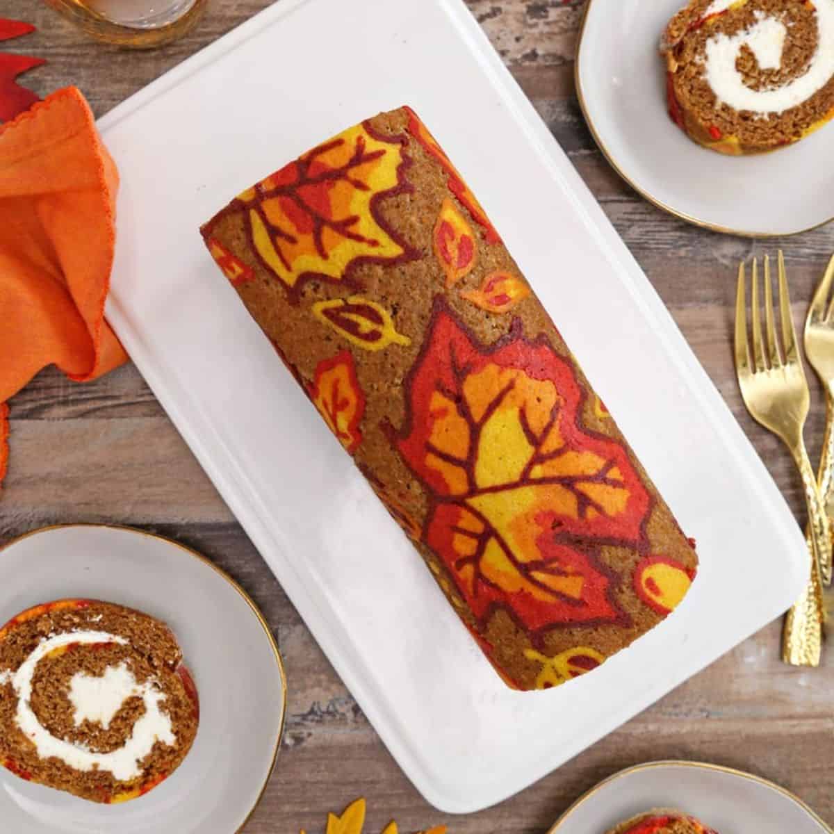 An appealing patterned pumpkin roll for you to enjoy this fall.