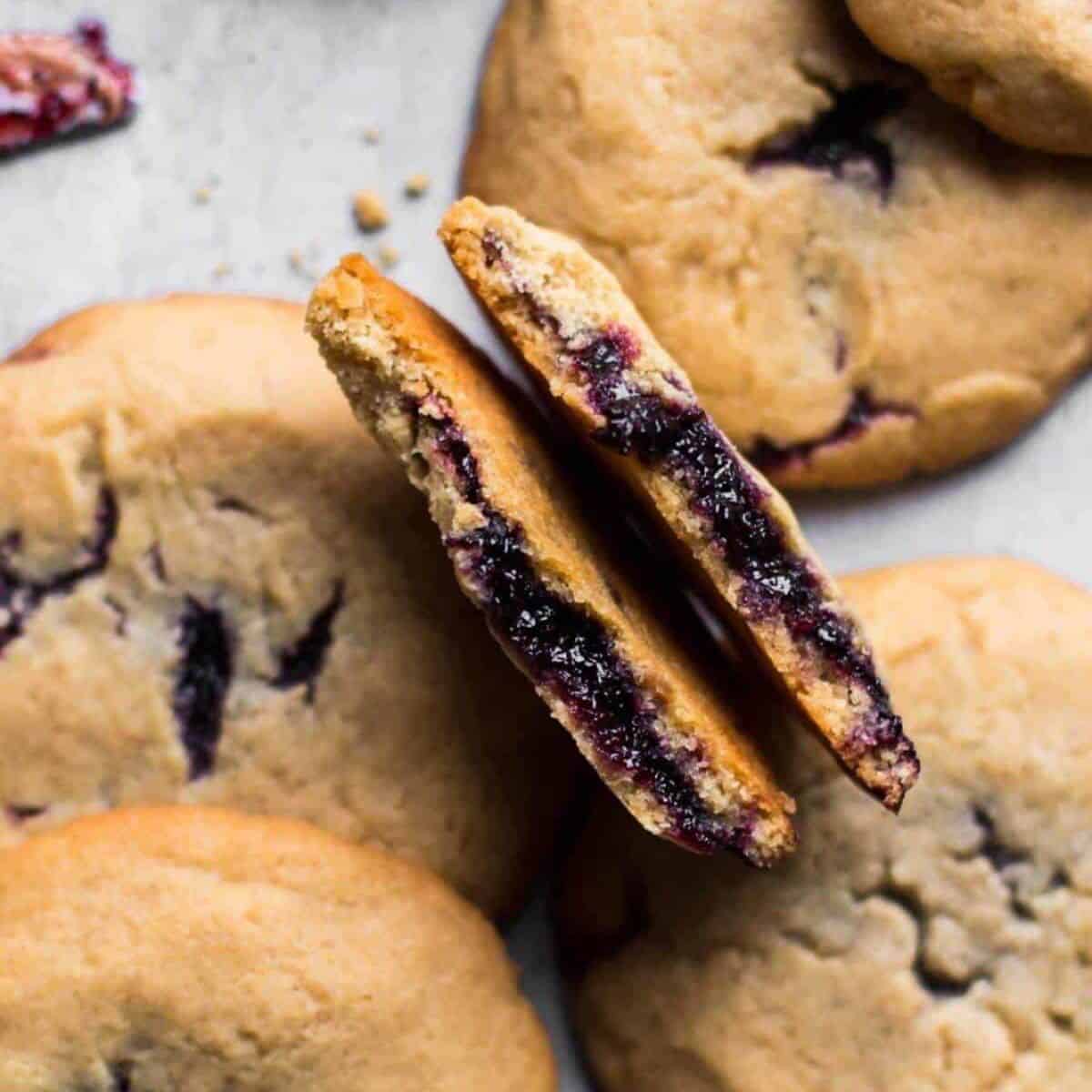 A yummy delight with peanut butter and jelly cookies.