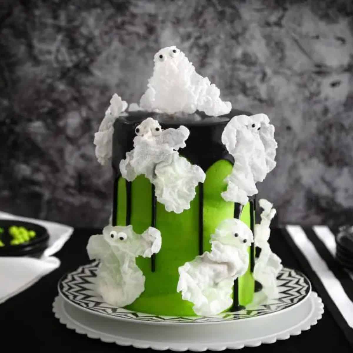 A cute creepy effect with rice paper ghost cake.