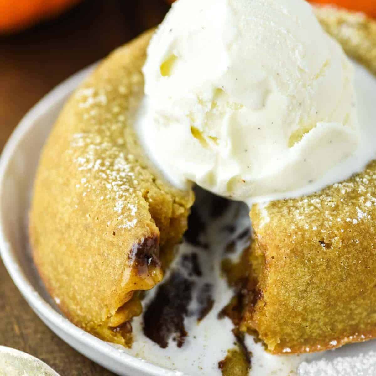 A sweet and moist delight with pumpkin lava cake.