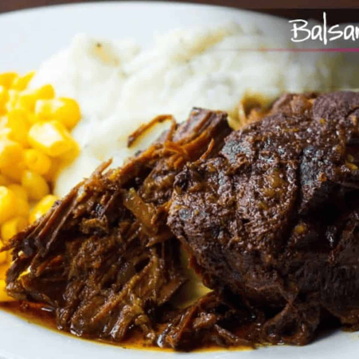 A delicious dinner with slow cooker balsamic and honey pot roast.