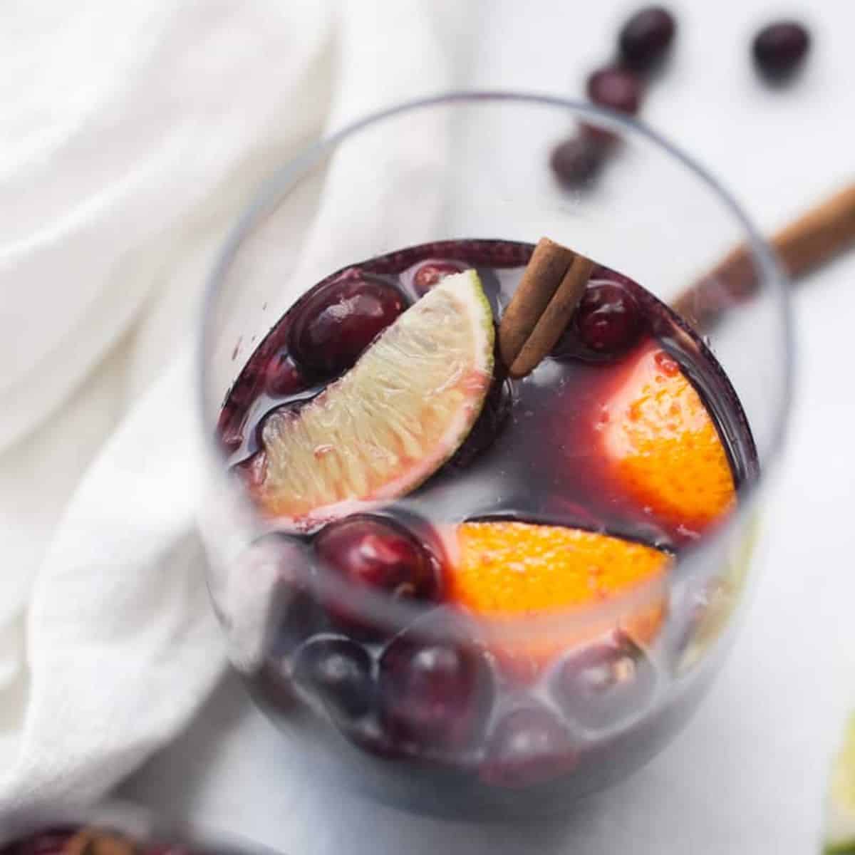 A yummy drink with spiced cranberry sangria.