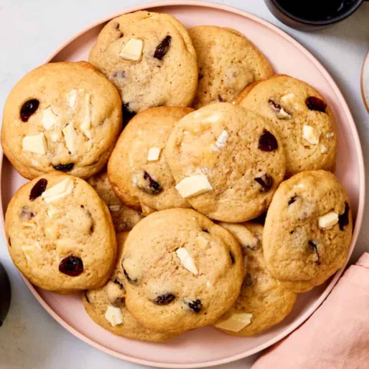 A scrumptious treat with white chocolate cranberry cookies.