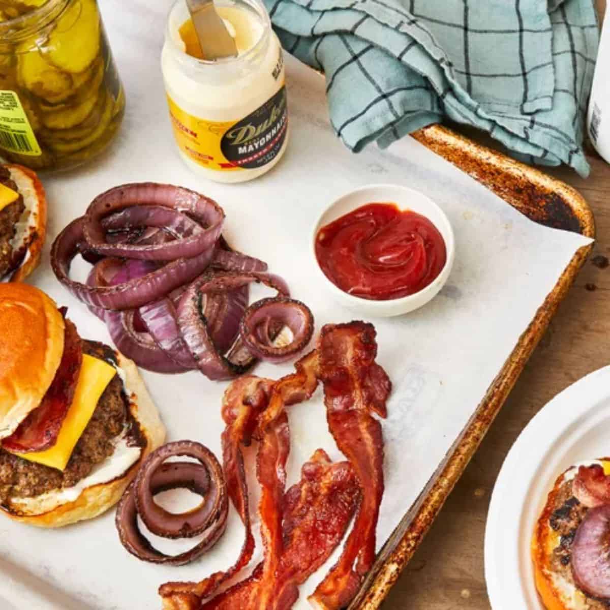 A delicious meal featuring cast-iron skillet burgers. 