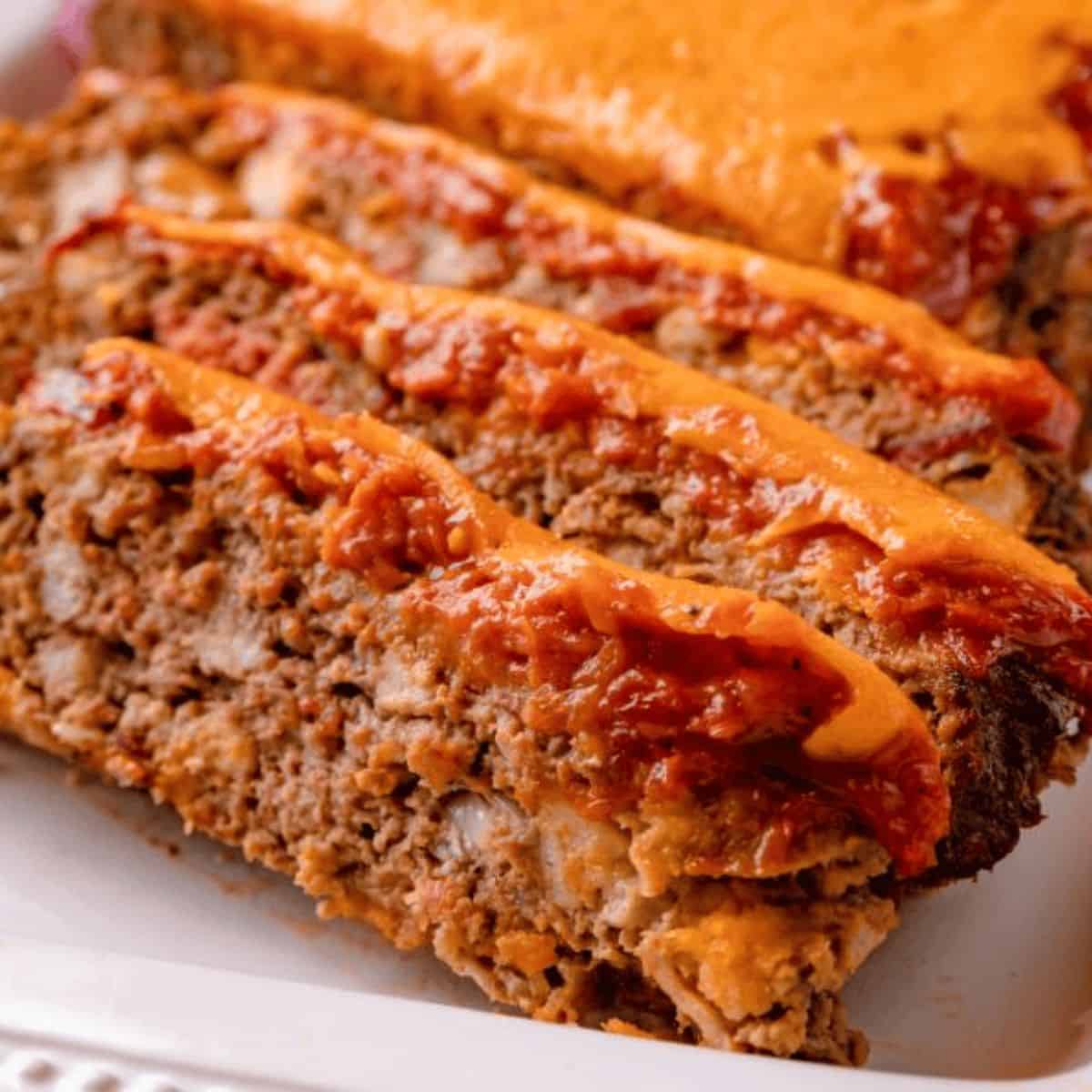 A delicious treat with cheeseburger meatloaf.