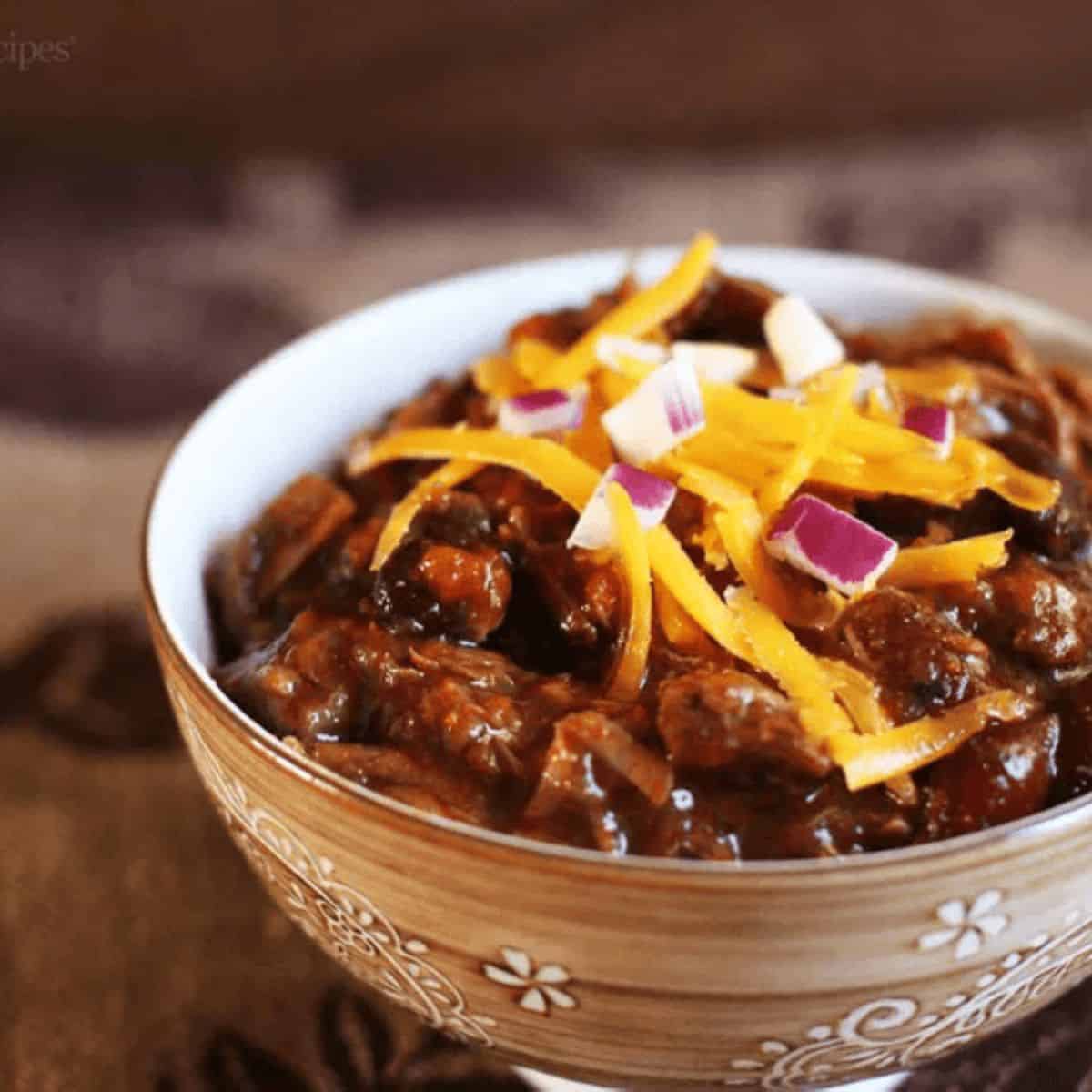 A spicy yet appetizing dish featuring chili con carne. 
