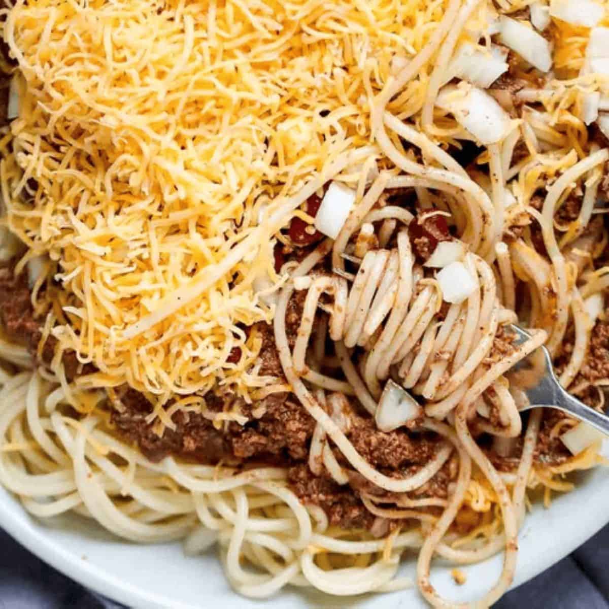 A spicy yet appetizing dish featuring cincinnati chili. 
