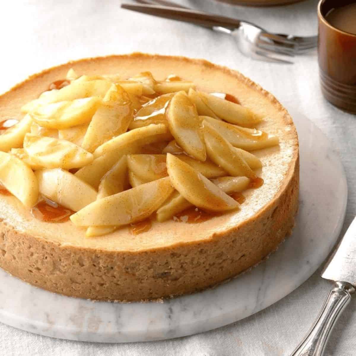 A scrumptious treat with cinnamon apple cheesecake. 