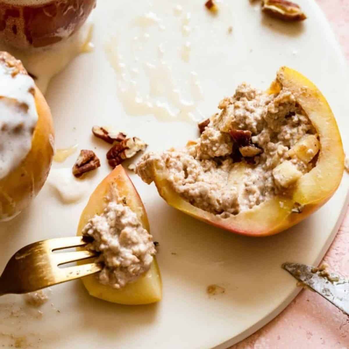 A scrumptious treat with cinnamon baked apples and pecan nuts. 