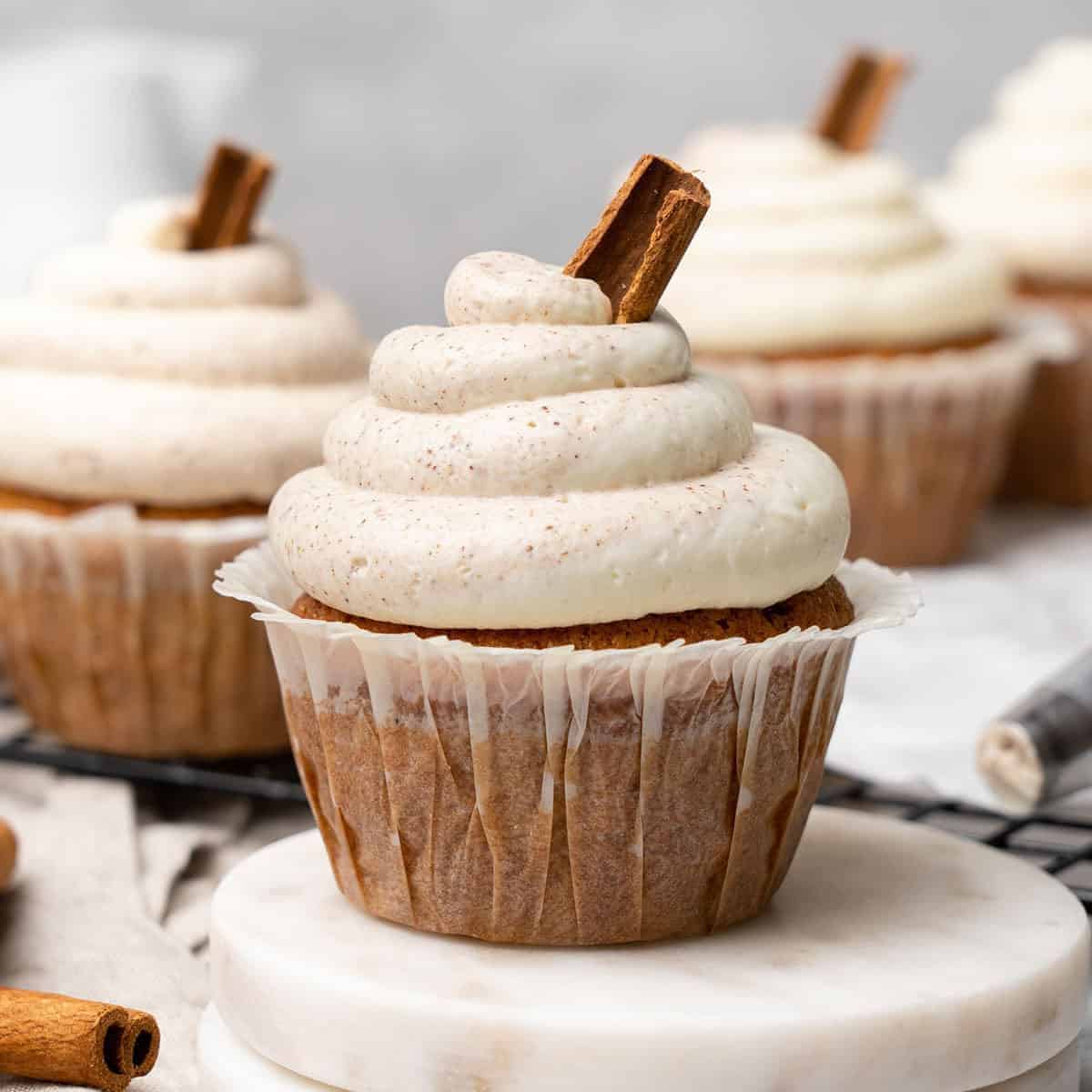 A yummy delight with cinnamon cupcakes.
