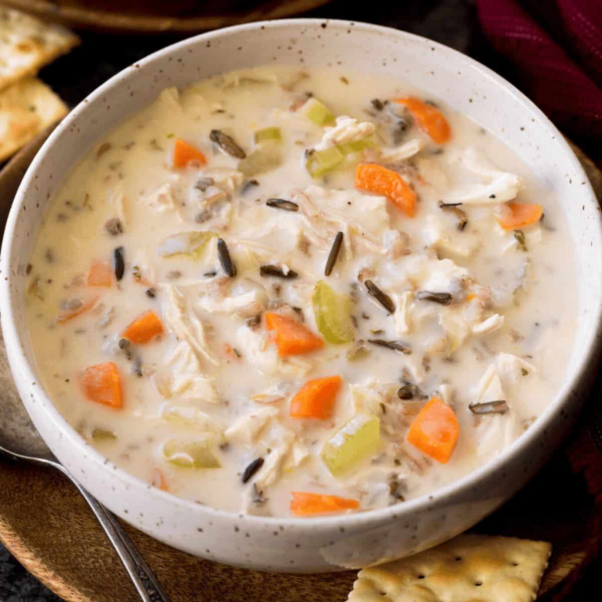 A yummy treat with classic creamy wild rice soup.