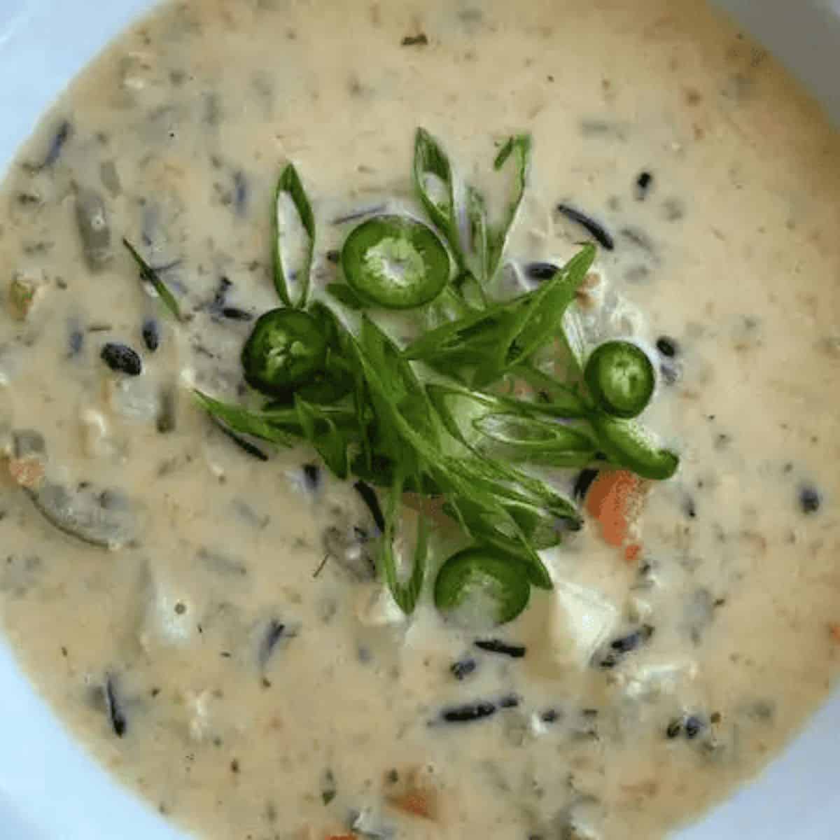 A creamy delight with creamy jalapeno, potato, and wild rice.
