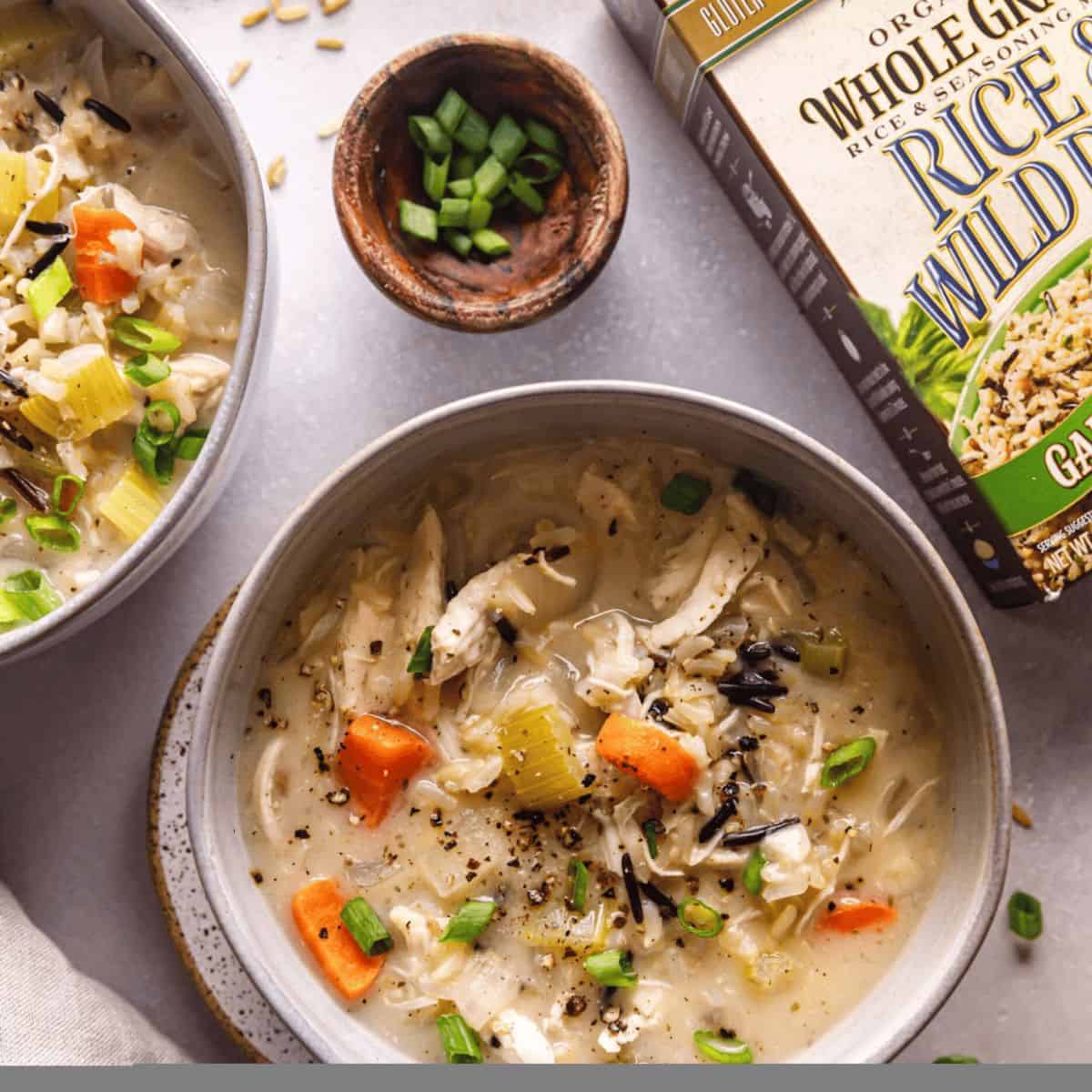 A yummy wild rice soup featuring creamy one pot lemon and wild rice soup.