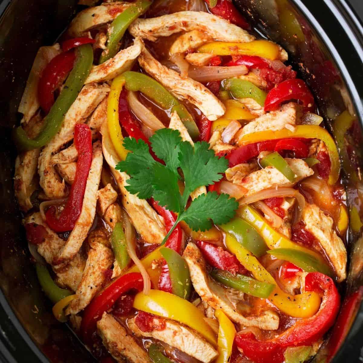 A yummy delight with crockpot chicken fajitas.