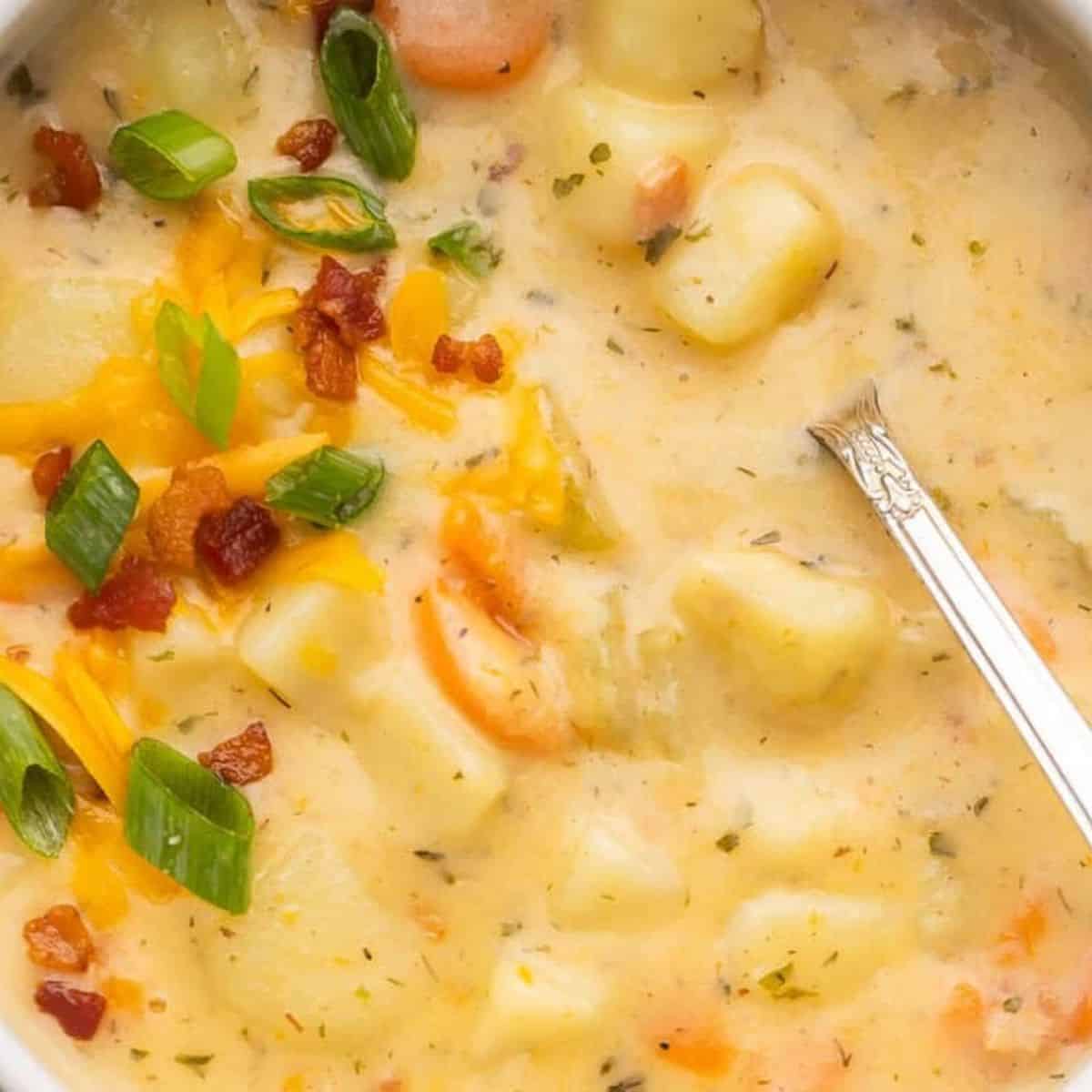 A delicious soup with crockpot potato soup.