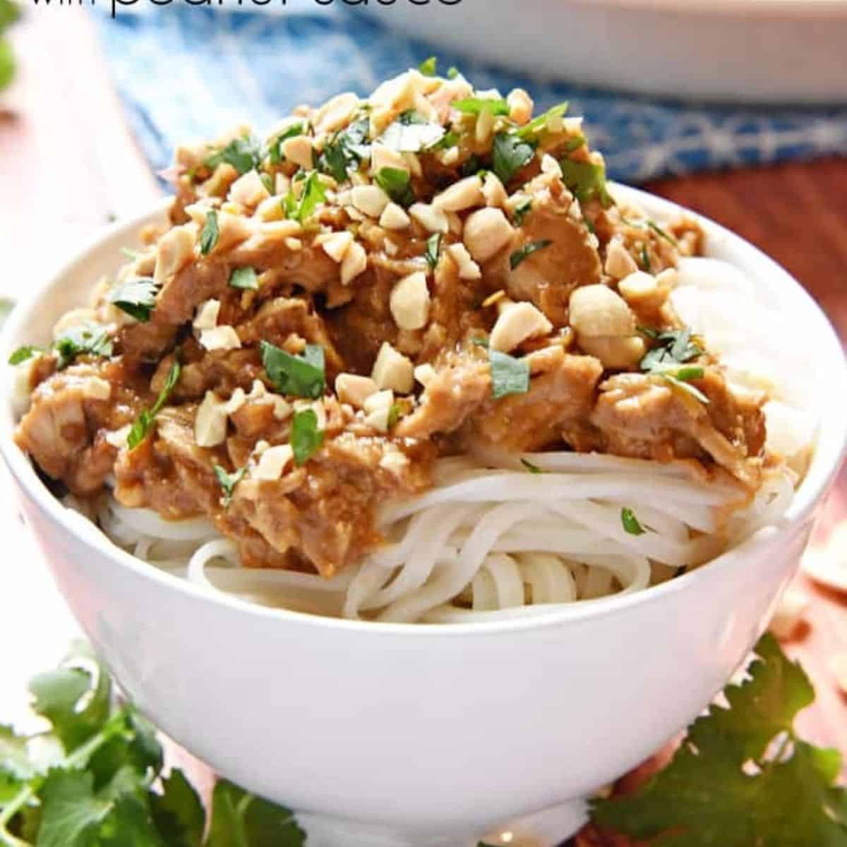 A savory meal with crockpot thai peanut chicken. 