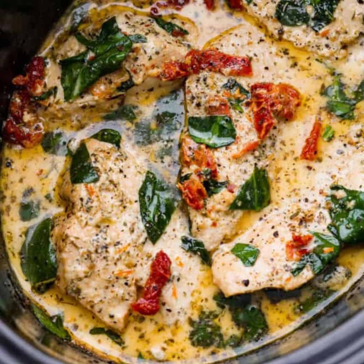 A yummy delight with crockpot tuscan chicken.