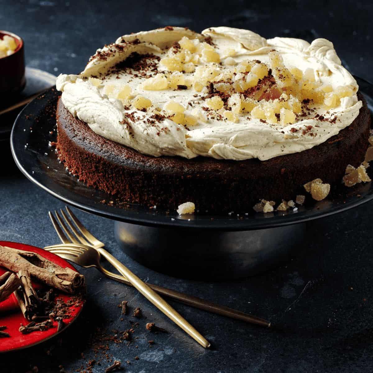 The best date dessert featuring date cake with ginger icing.