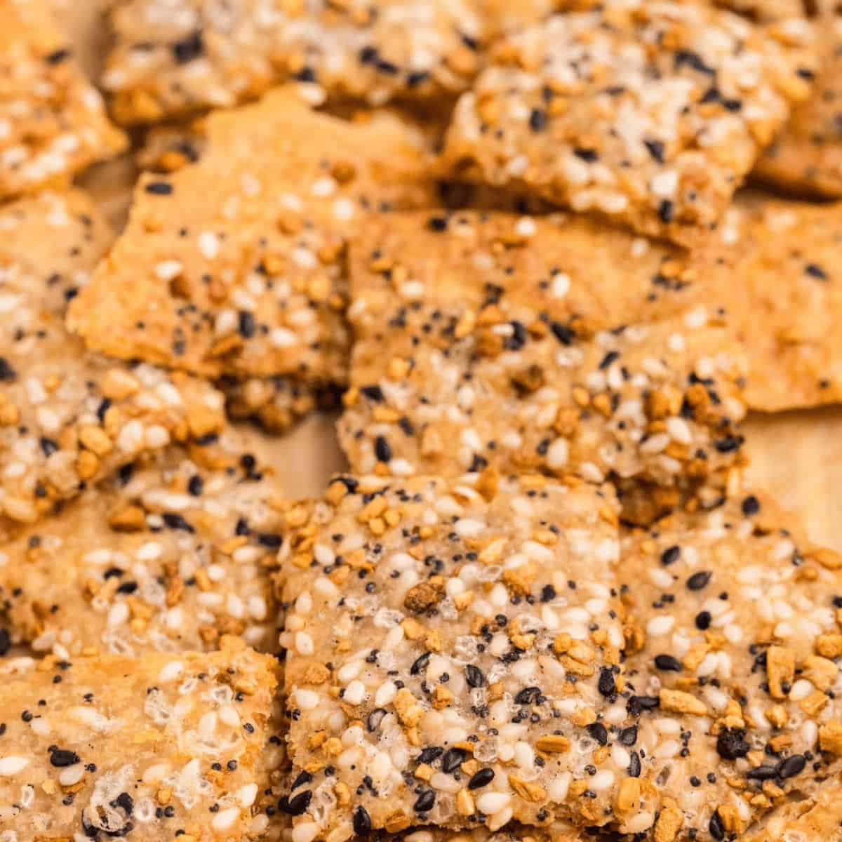 Easy no-roll crackers stacked over one another. 