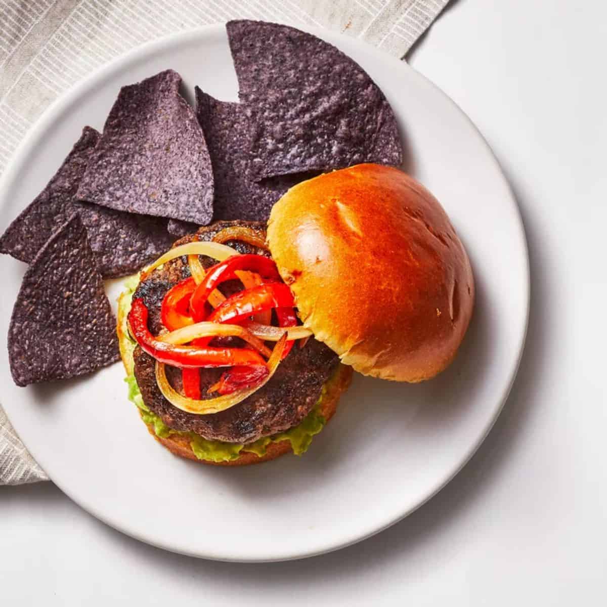 A delicious meal featuring fajita burgers. 