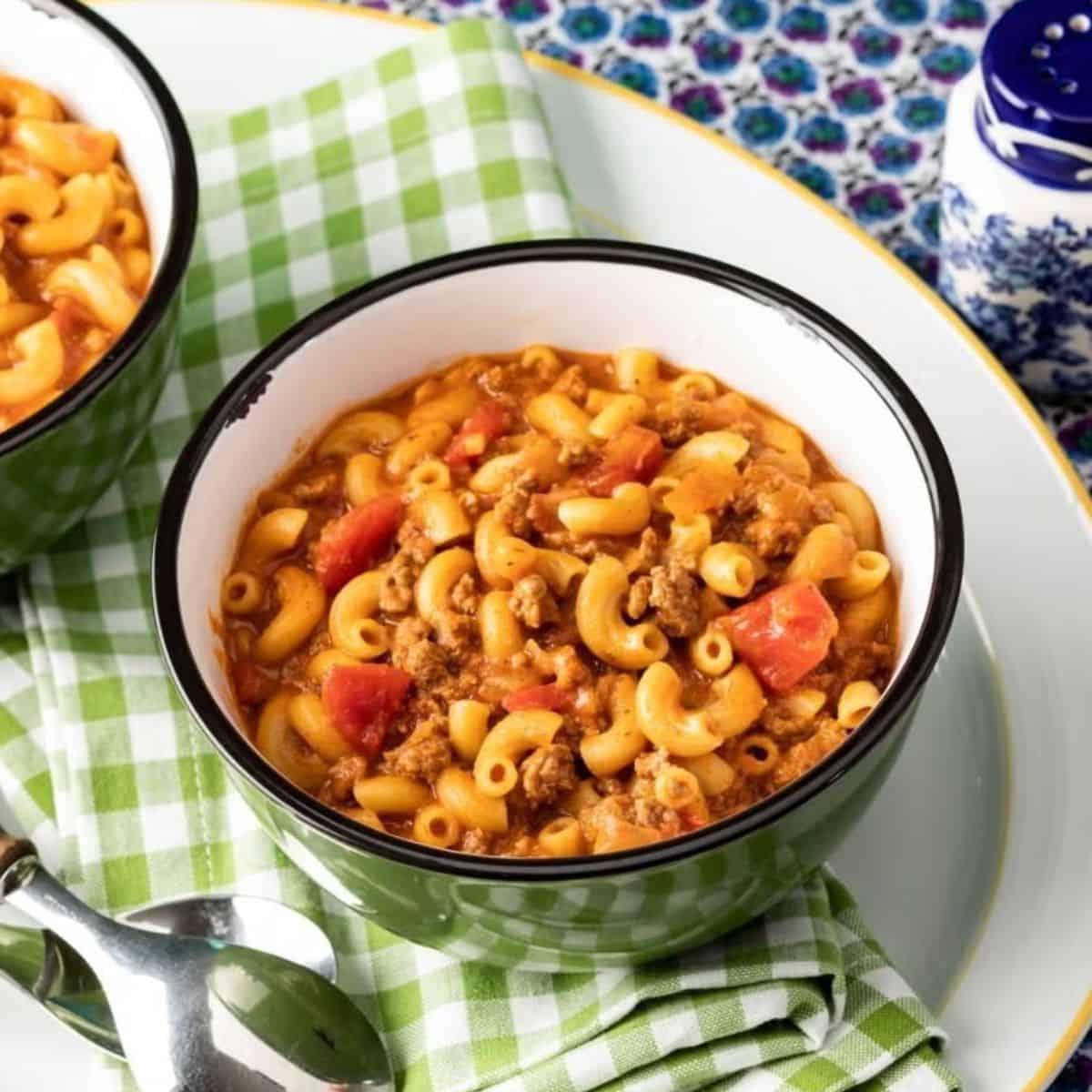 A delicious meal featuring goulash. 