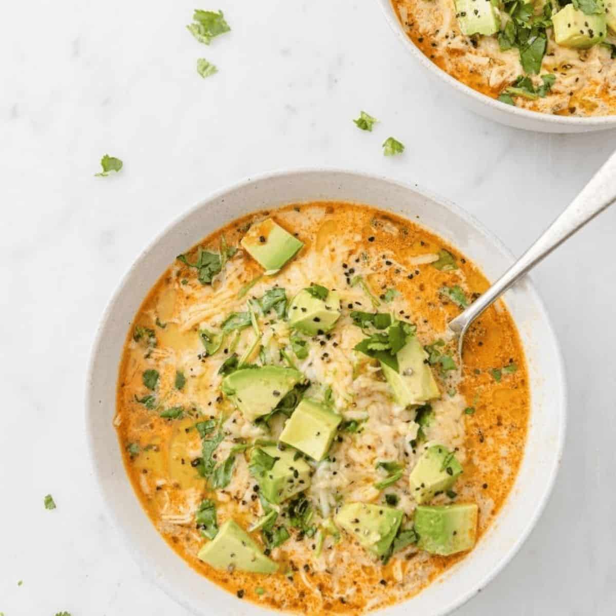 A scrumptious meal with keto instant pot white chicken chili.