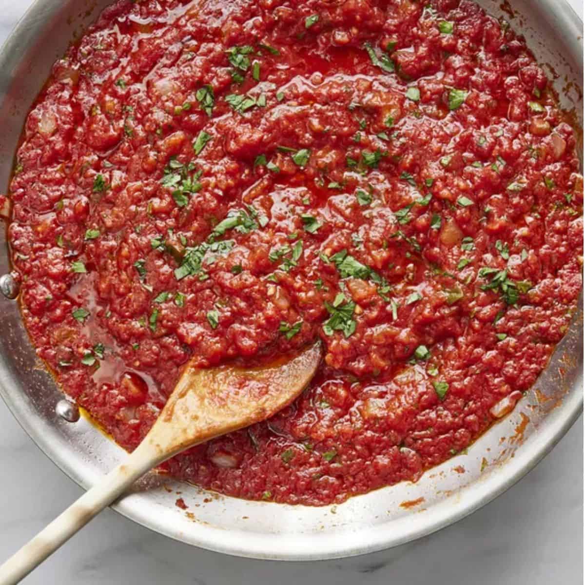 A delicious delight with marinara red sauce.