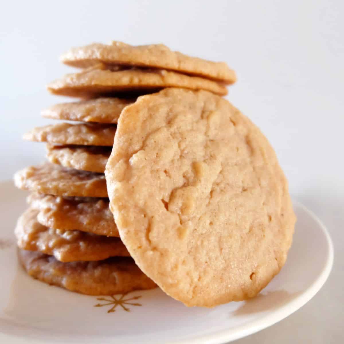 A yummy delight with peanut butter cinnamon cookies stacked on top of each other.