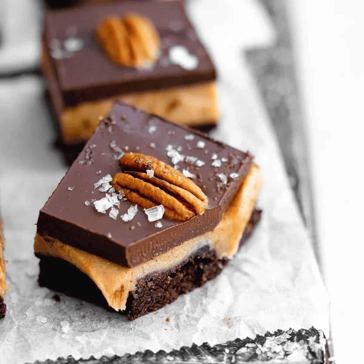 A scrumptious treat with raw vegan date caramel brownies.