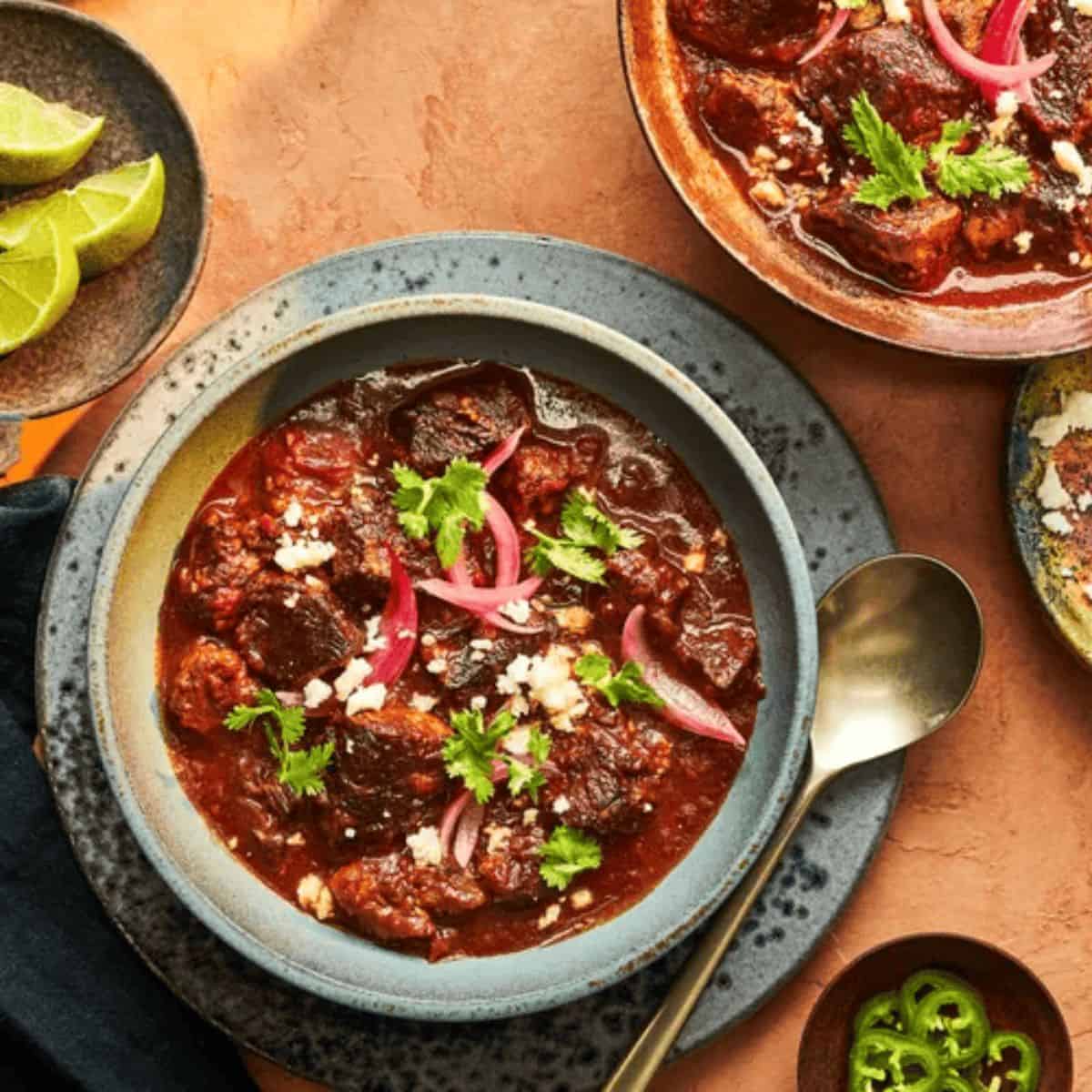 A spicy yet appetizing dish featuring short rib chili.