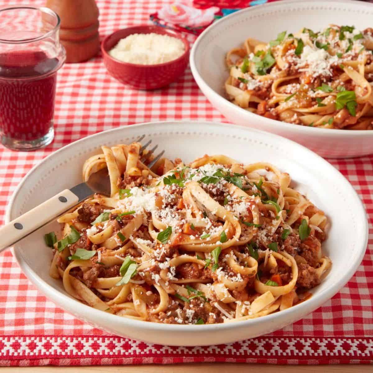 A delicious meal featuring slow cooker bolognese. 