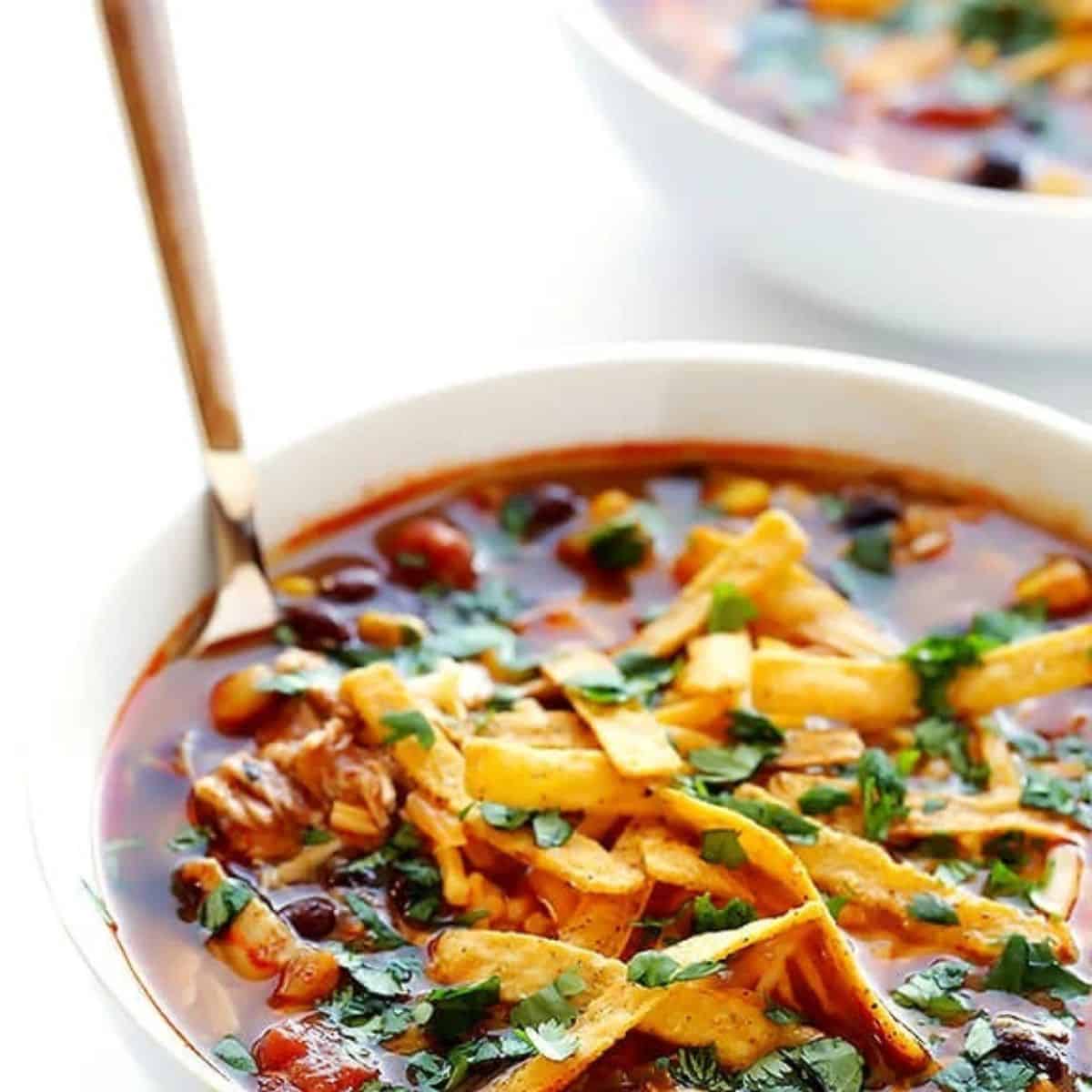 A scrumptious treat with slow cooker chicken enchilada soup. 