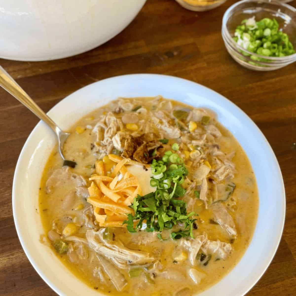 A smoky delight with smoked white chicken chili.