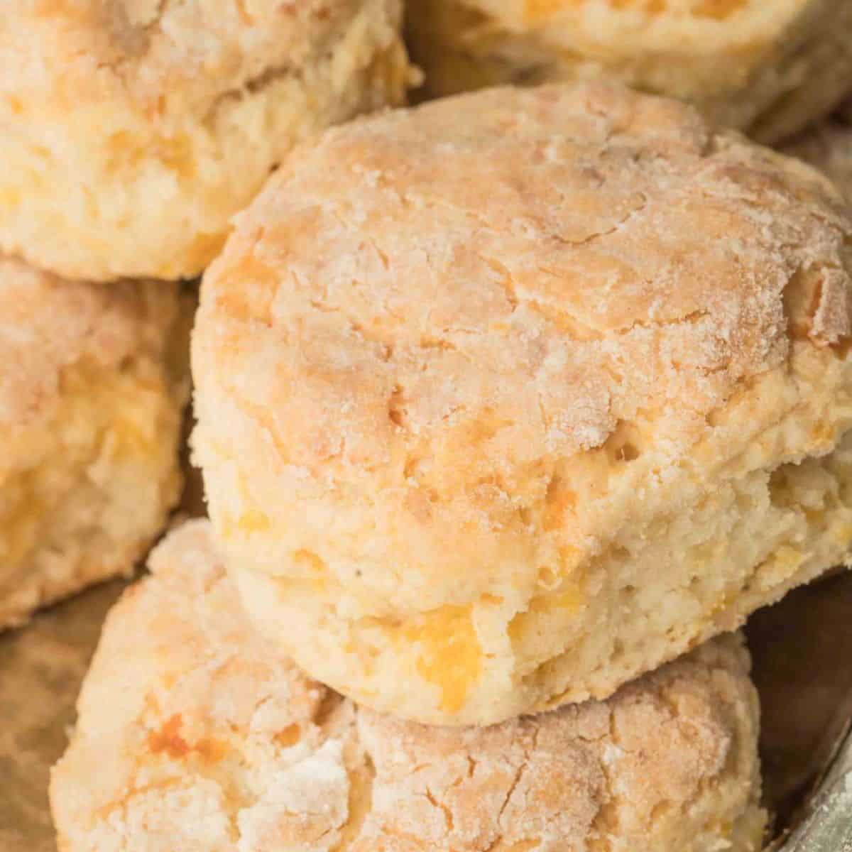 A scrumptious meal with sourdough cheddar biscuits. 