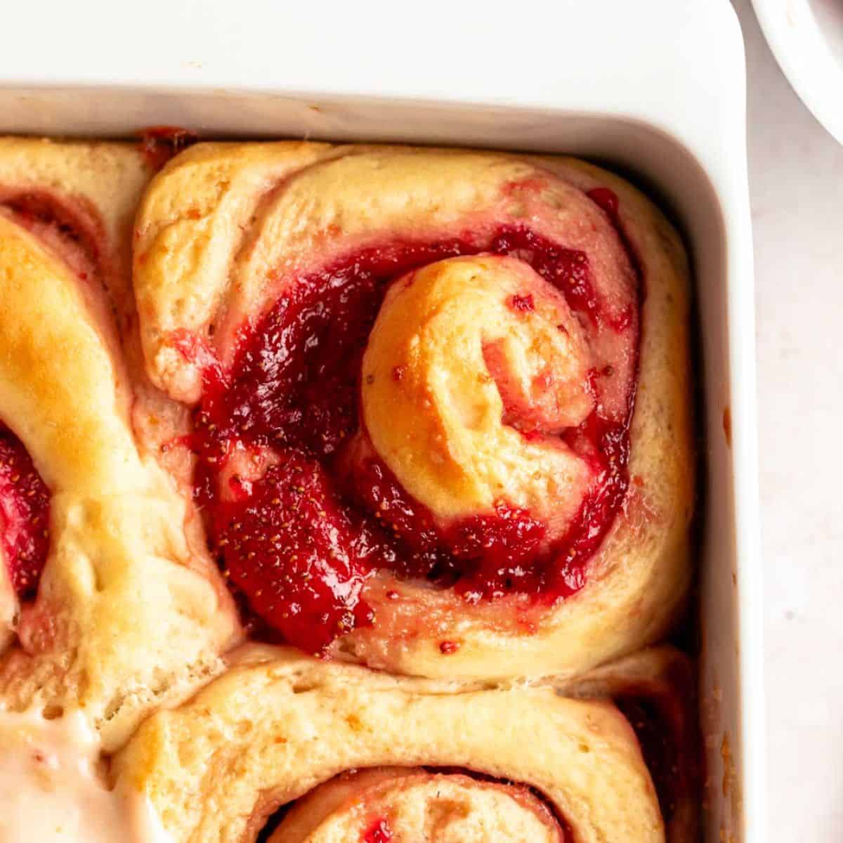 A yummy delight with cinnamon strawberry rolls.