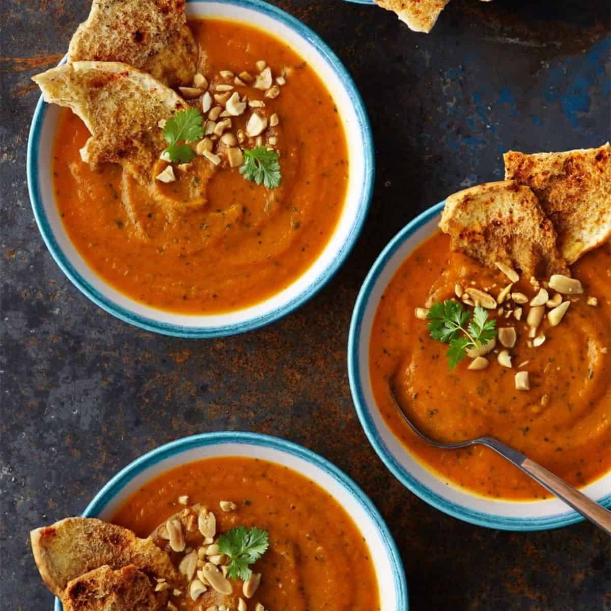 A delicious soup with sweet potato and ginger soup.