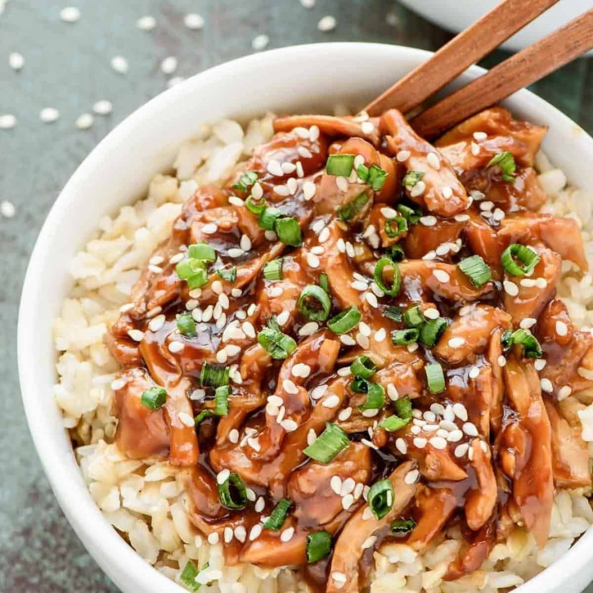 A yummy delight with teriyaki crockpot chicken.