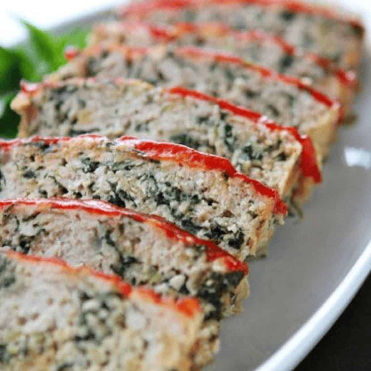 A devouring meal with turkey meatloaf florentine.