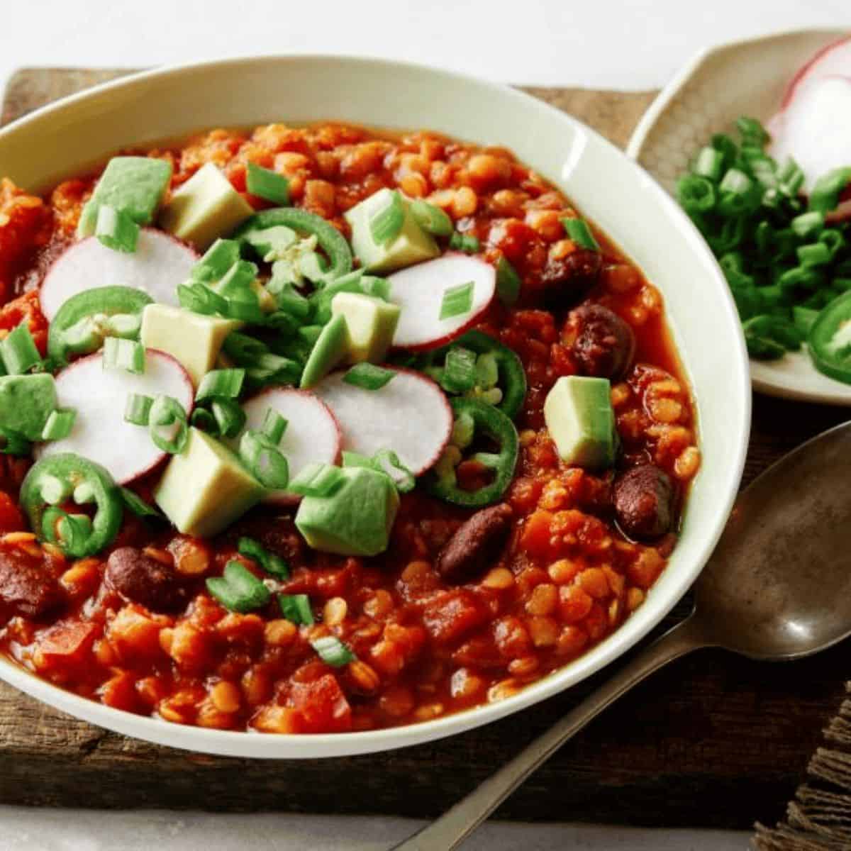 A yummy treat with vegan lentil chili. 