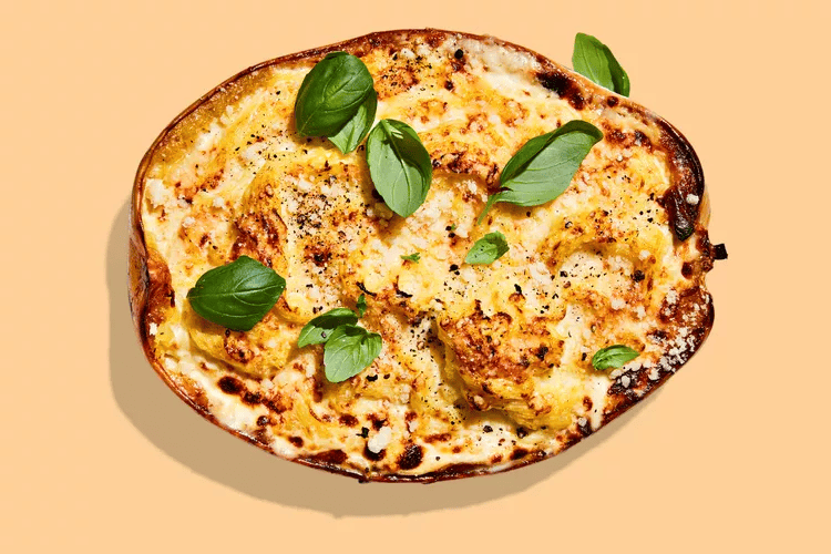 A yummy treat with spaghetti squash alfredo.