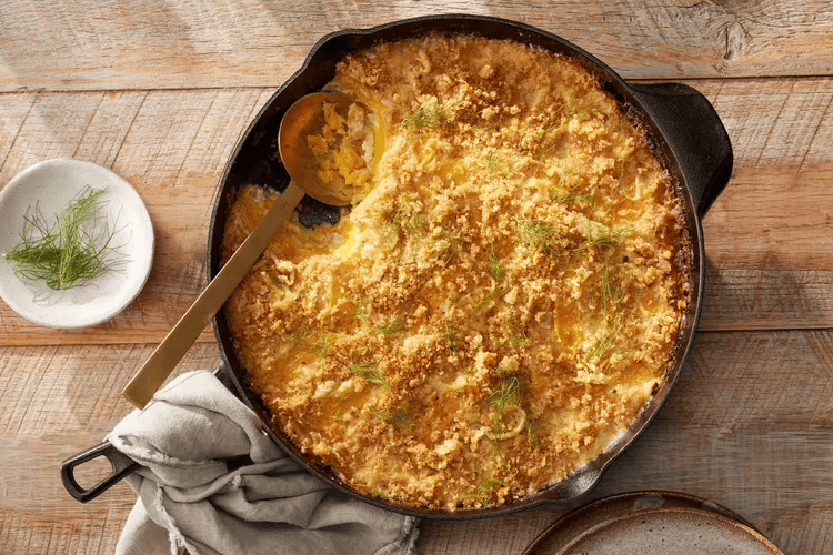 A delicious butternut squash recipe featuring butternut squash and fennel gratin.