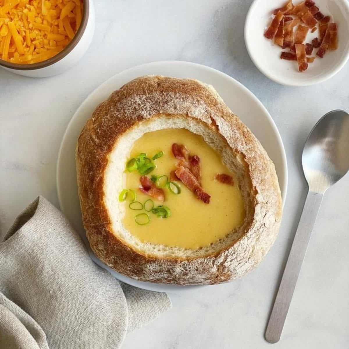 A warming delight featuring beer cheese soup.