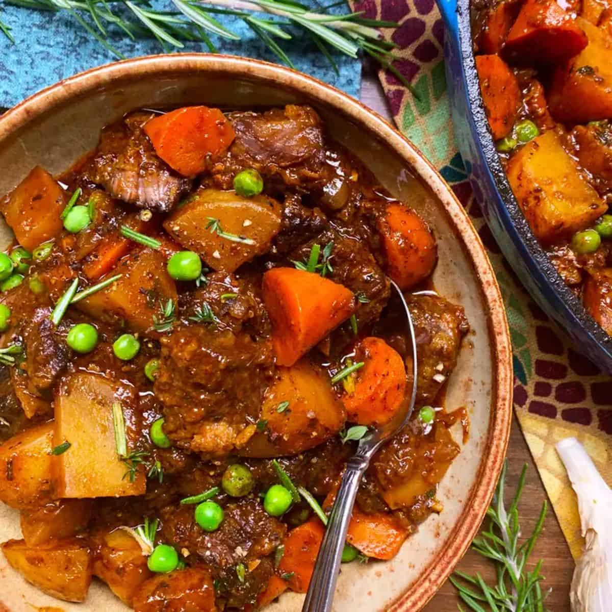 An appetizing and comforting hearty beef stew.