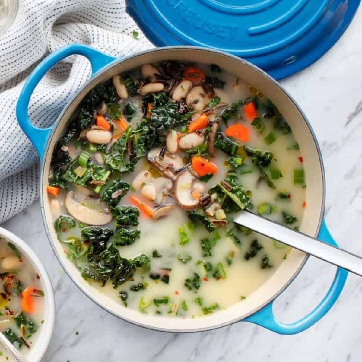 A warming delight featuring cremay wild rice soup.