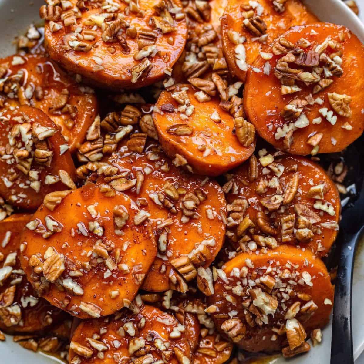 A sweet delight with maple candied sweet potatoes.